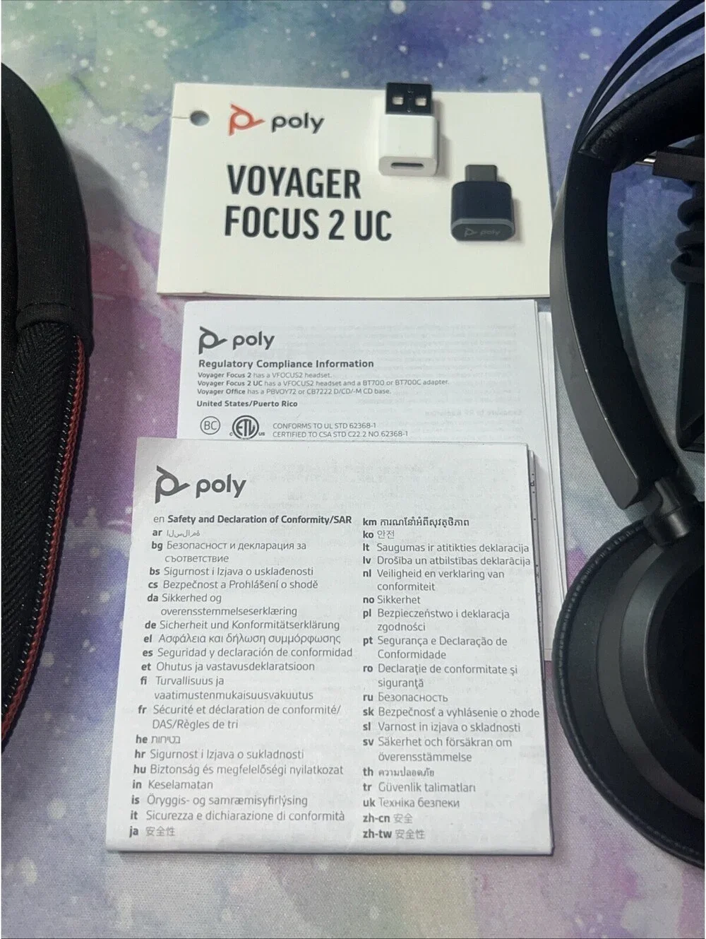 Poly Voyager Focus 2 Wireless Headset w/Charger, Case, USB Dongle - Plantronics